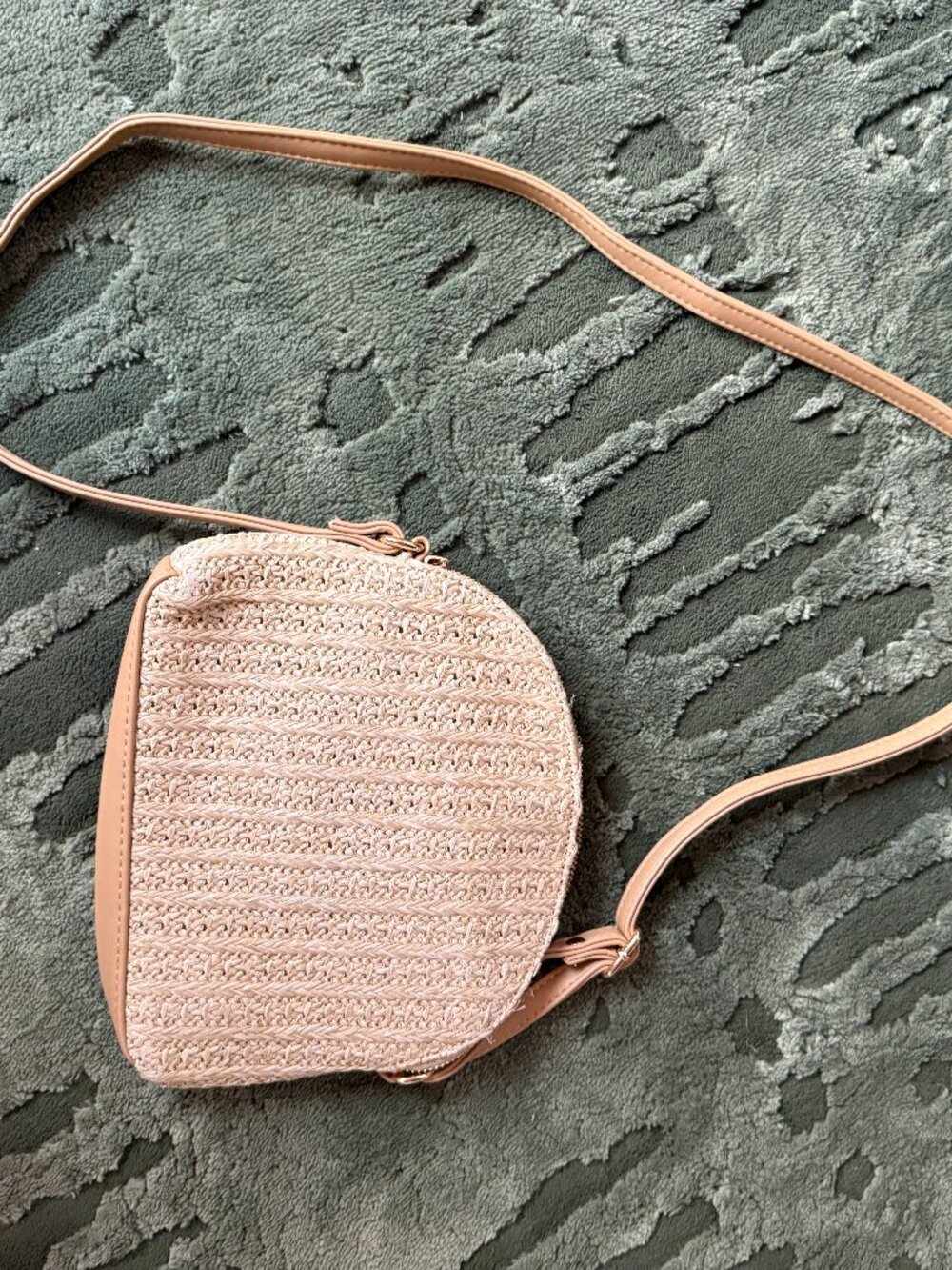 French Connection Woven Straw Crossbody Bag – Beige